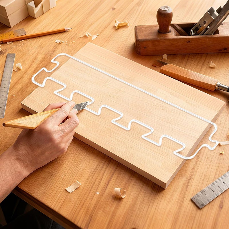 beinkmake Dovetail Stitch Router Template Acrylic Clear Valet Tray Router Template for Woodworking Drawing Inlay Templates Charcuterie Board Handicraft Decorative - Image 4